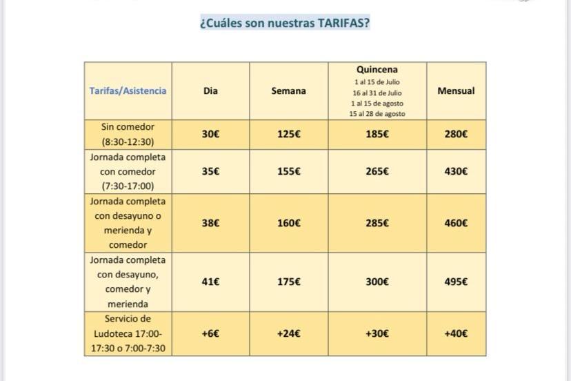 PRECIOS CAMPAMENTO DOMO PRECIOS CAMPAMENTO DOMO